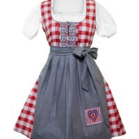 Wensky midi denim Dirndl dress in red check