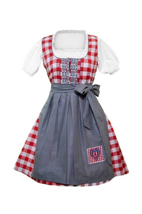 Wensky midi denim Dirndl dress in red check