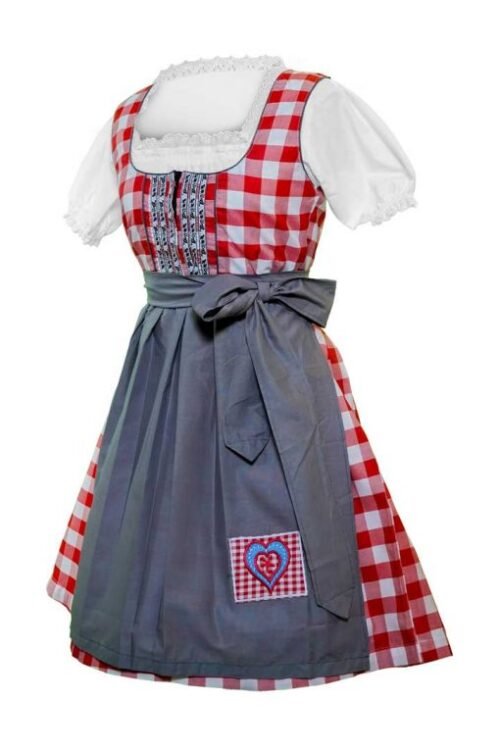 Wensky midi denim Dirndl dress in red check