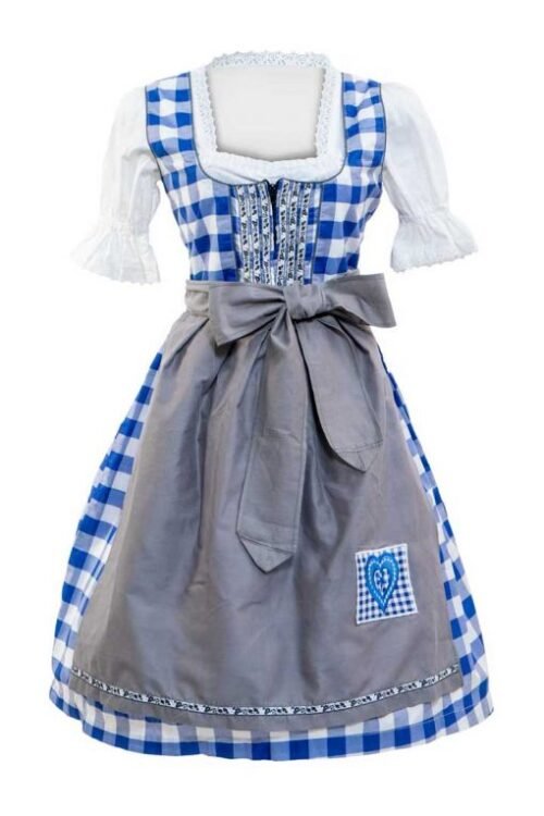 Wensky midi denim Dirndl dress in blue check
