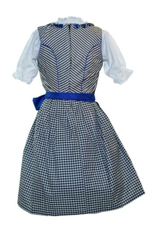 Midi Checkered Dirndl Emily Satin Blue - Image 4
