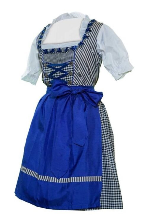 Midi Checkered Dirndl Emily Satin Blue - Image 3