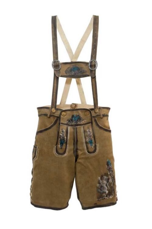 Dark Grey Embroidered Short Lederhosen