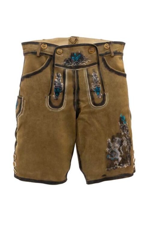 Dark Grey Embroidered Short Lederhosen