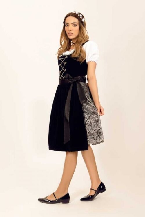 Black Velvet Paulina Midi Dirndl Dress - Image 2