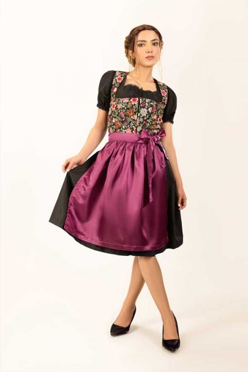 Spring Leonie Floral Purple Dirndl Dress - Image 3
