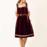 Luxurious Velvet Maroon Midi Dirndl Dress