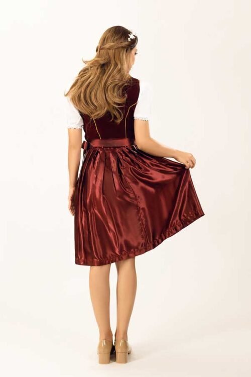 Luxurious Velvet Maroon Midi Dirndl Dress - Image 2