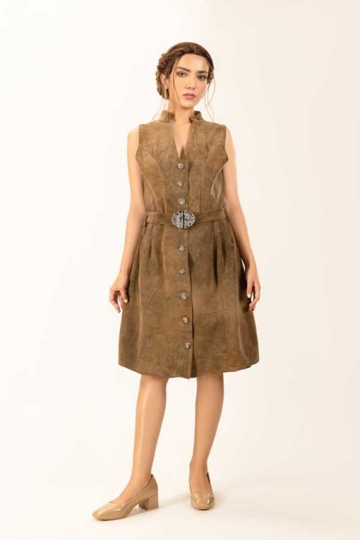 Modern Tracht leather dress Elisa in forest brown