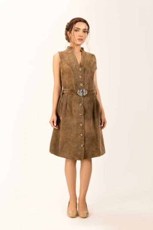 Modern Tracht leather dress Elisa in forest brown