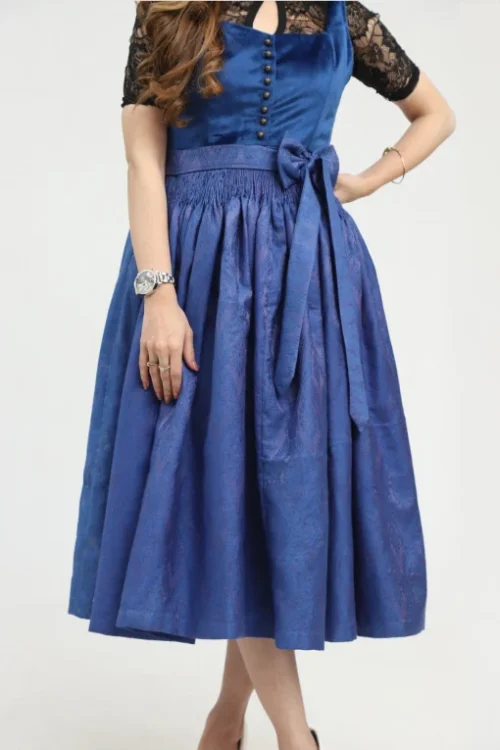 Blue Midi dirndl with velvet bodice - Image 3