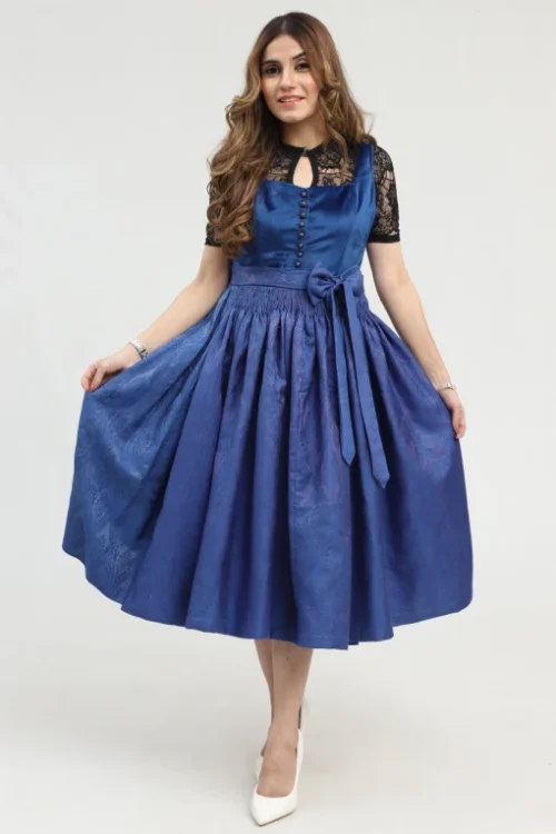 Blue midi Dirndl with velvet bodice