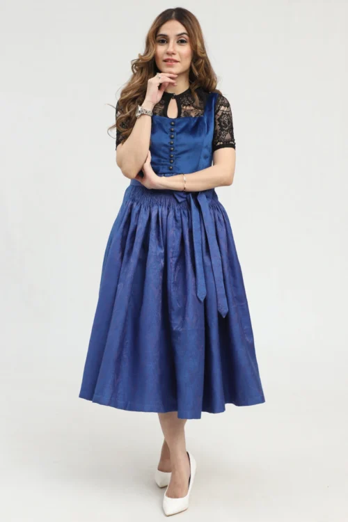 Blue midi Dirndl with velvet bodice