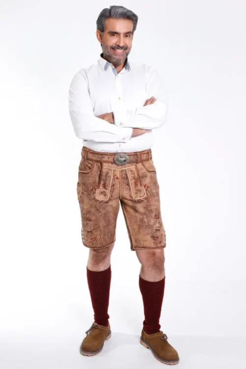 Traditional Lederhosen Men in Vintage Brown