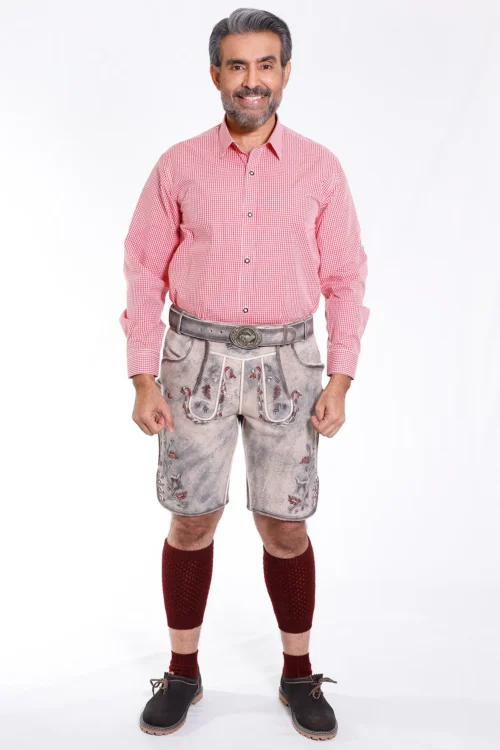 Traditional Lederhosen Men in Vintage Grey