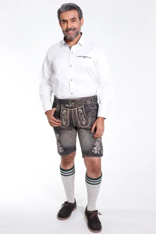 Premium German Lederhosen Men Black Rust