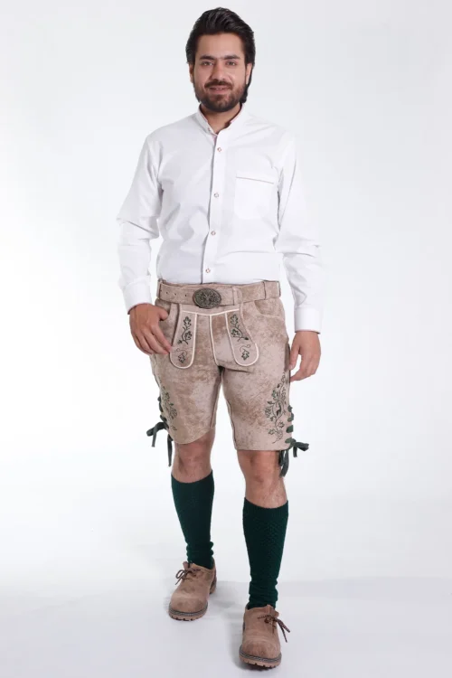Handcrafted Oktoberfest Lederhosen in Pearly White