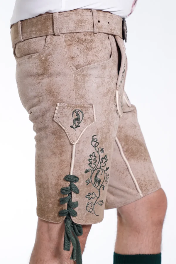 Handcrafted pearly white Oktoberfest lederhosen