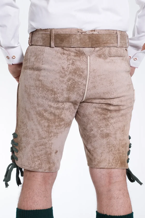 Handcrafted pearly white Oktoberfest lederhosen