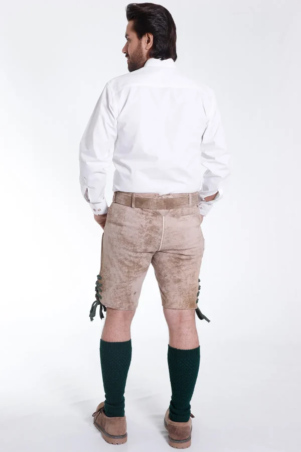 Handcrafted pearly white Oktoberfest lederhosen