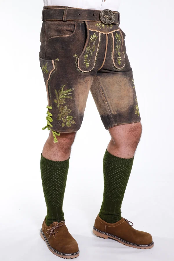 Raw brown traditional lederhosen for men