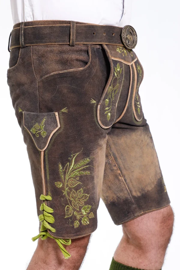 Raw brown traditional lederhosen for men