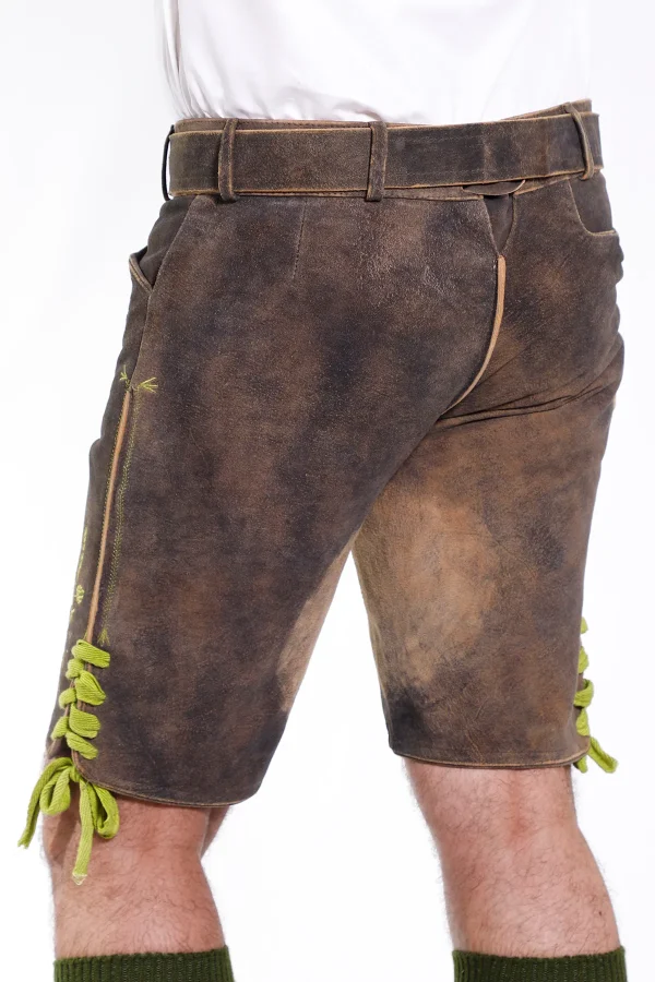 Raw brown traditional lederhosen for men