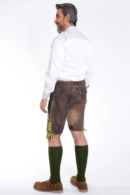 Raw brown traditional lederhosen for men
