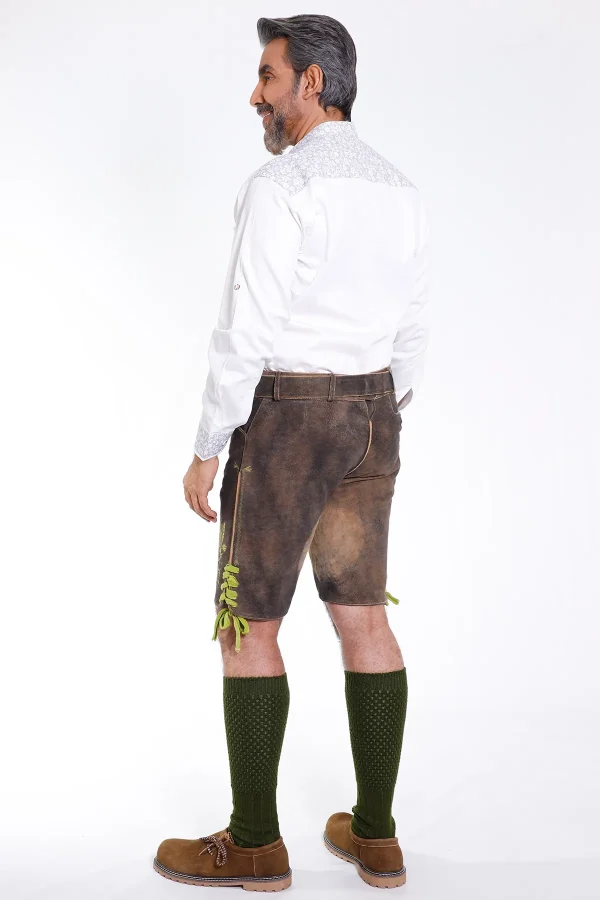 Raw brown traditional lederhosen for men