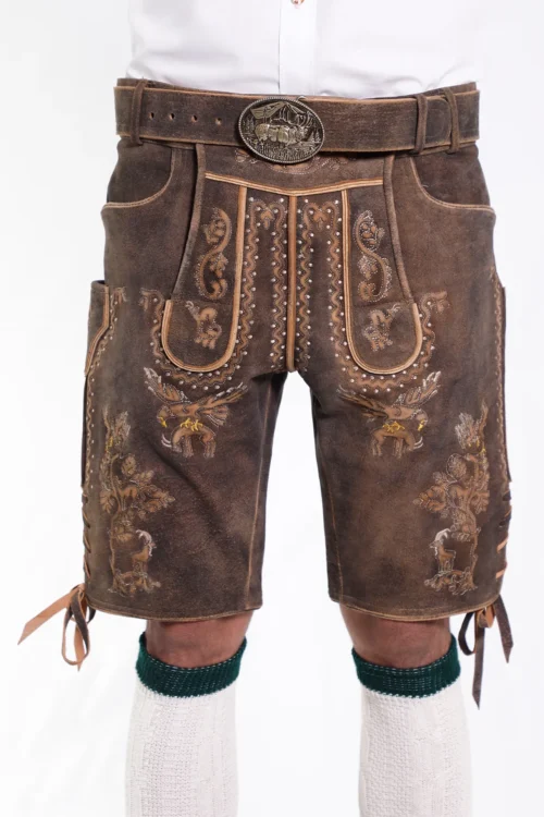Premium raw brown lederhosen outfit for men