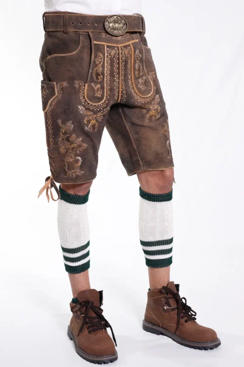 Premium raw brown lederhosen outfit for men