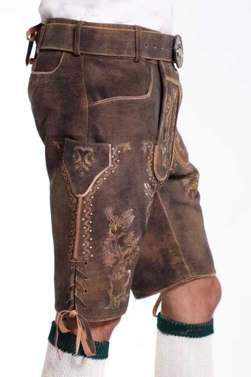 Premium Lederhosen Men Outfit Raw Brown - Image 3
