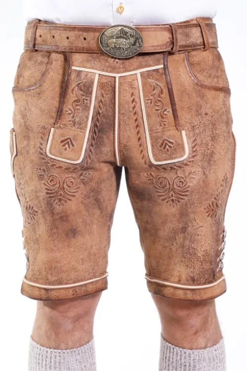 Premium German Lederhosen Men Buff Brown - Image 2