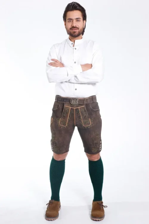 Premium German Lederhosen Shorts Ash Brown