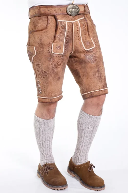 Premium buff brown lederhosen for men