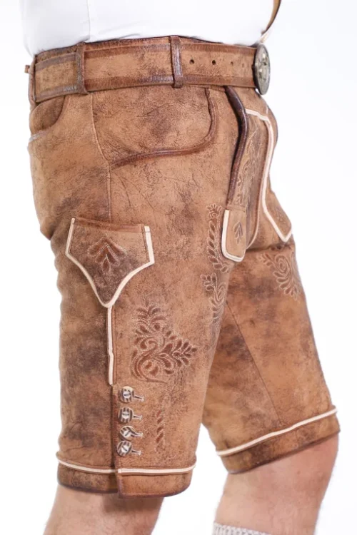 Premium buff brown lederhosen for men