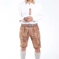 Premium German Lederhosen Men Buff Brown
