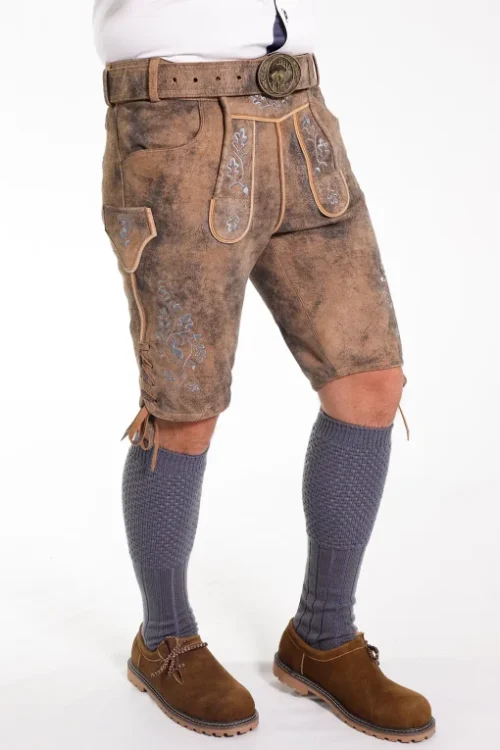 Premium rustic brown Oktoberfest lederhosen