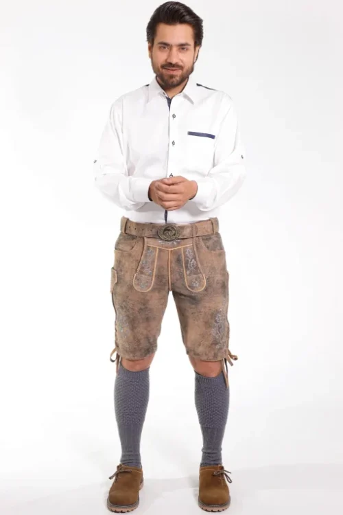 Premium rustic brown Oktoberfest lederhosen