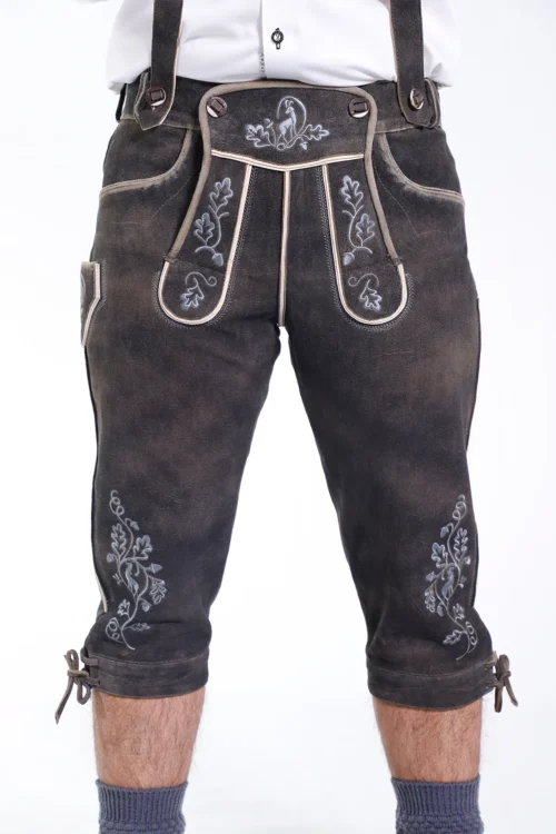 Handcrafted classic dark gray Bundhosen for men