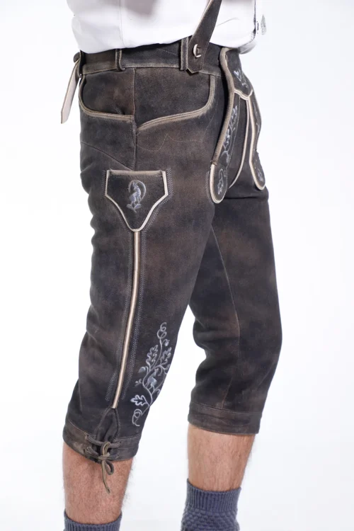Handcrafted classic dark gray Bundhosen for men