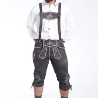 Handcrafted classic dark gray Bundhosen for men