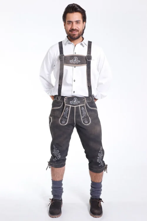 Handcrafted classic dark gray Bundhosen for men