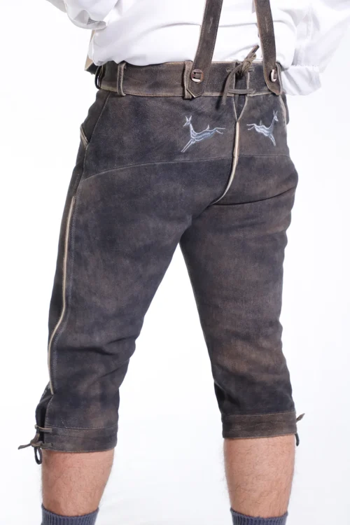 Handcrafted classic dark gray Bundhosen for men
