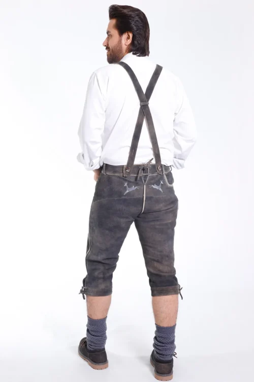 Handcrafted classic dark gray Bundhosen for men