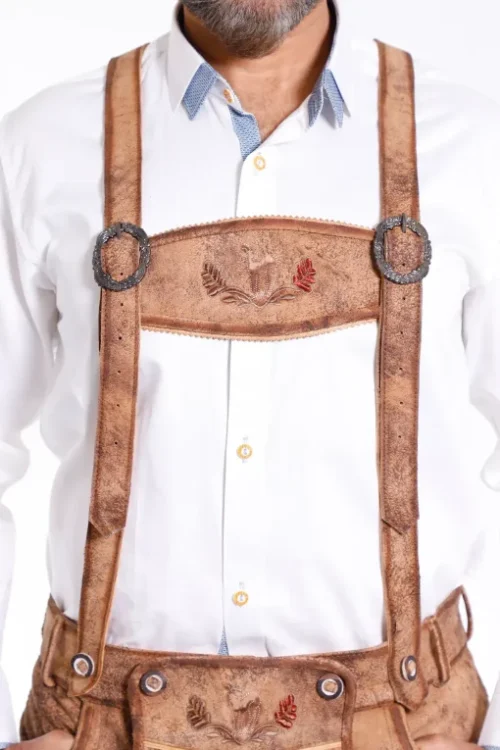 Lederhosen Men Suspenders Vintage Brown - Image 2
