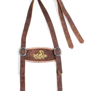 Genuine leather luxe suspenders in brown for men