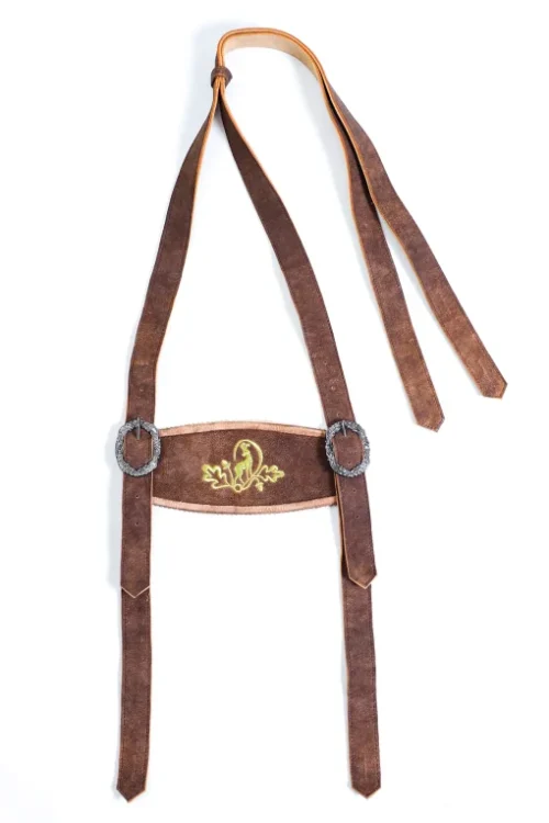 Genuine leather luxe suspenders in brown for men