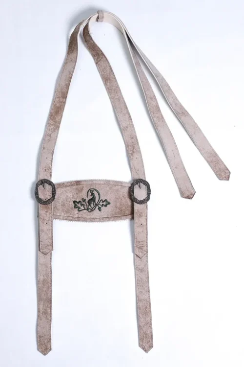 Oktoberfest Lederhosen suspenders in pearly white for men