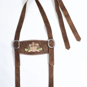 Luxury charm Lederhosen suspenders in forest brown for men